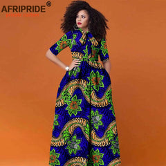 Women’s African Print Maxi Dress – Traditional High Waist Ankara Half Sleeve Attire