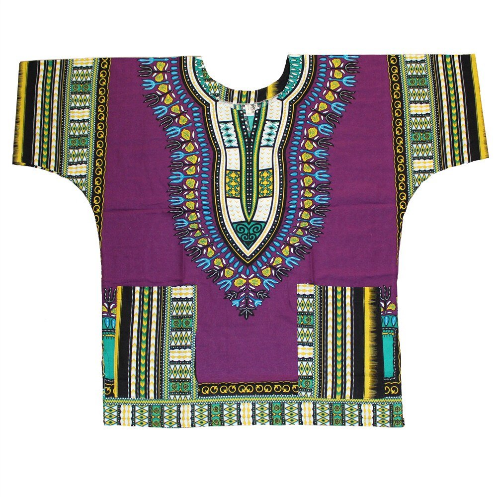 100% Cotton African Print Dashiki Unisex Clothing Bold and Colorful Loose T-shirts - Flexi Africa - Free Delivery Worldwide