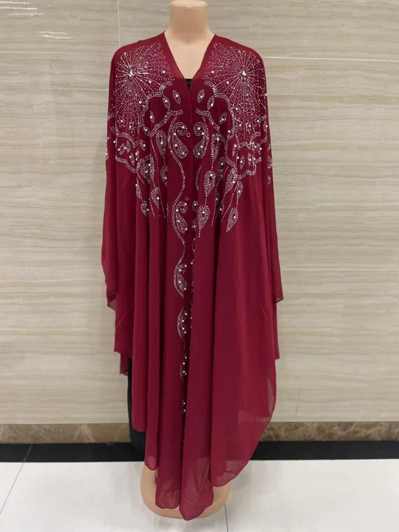 2022 New Muslim Robes Ladies Abaya African Dresses for Women Summer Chiffon Pearl Long Maxi Dress Traditional Clothing Plus Size - Free Delivery Worldwide only at Flexi Africa