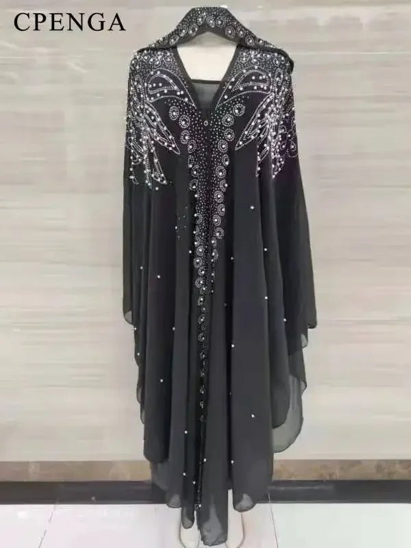 2022 New Muslim Robes Ladies Abaya African Dresses for Women Summer Chiffon Pearl Long Maxi Dress Traditional Clothing Plus Size - Free Delivery Worldwide only at Flexi Africa