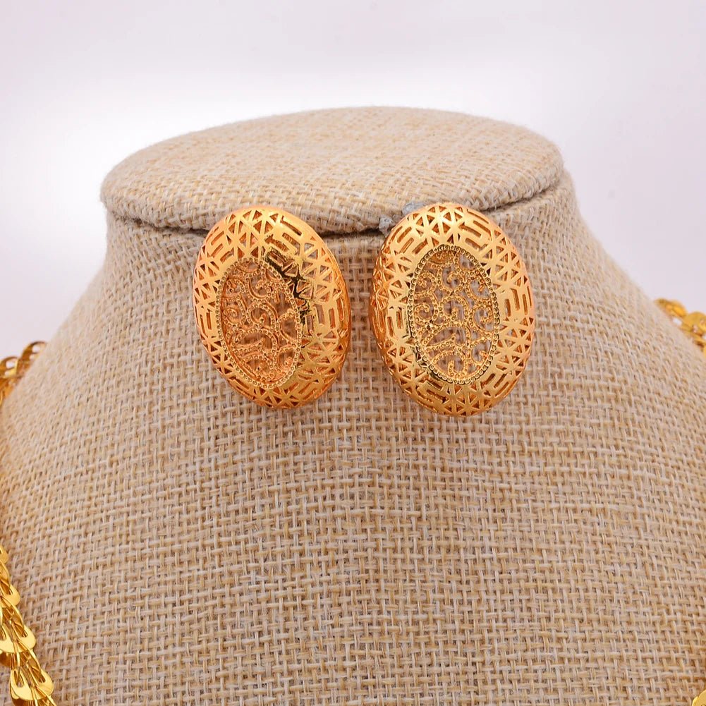 24K Jewelry sets wedding gold color for women African bridal gifts Women's necklace earrings pendants jewellery set wholesale - Free Delivery Worldwide only at Flexi Africa