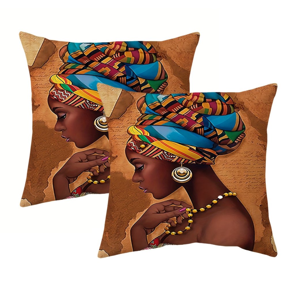 Buy 2PCS African American Woman Short Plush Cushion Covers - Soft, Vibrant, and Home Decor for only $5.84 at Flexi Africa!