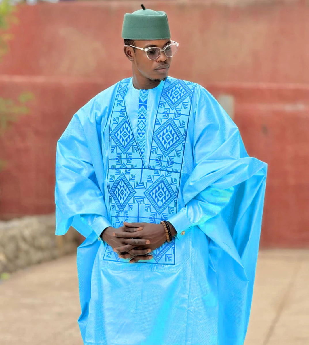 3PC African Clothing for Men: Traditional Bazin Riche Embroidery - Free Delivery Worldwide only at Flexi Africa