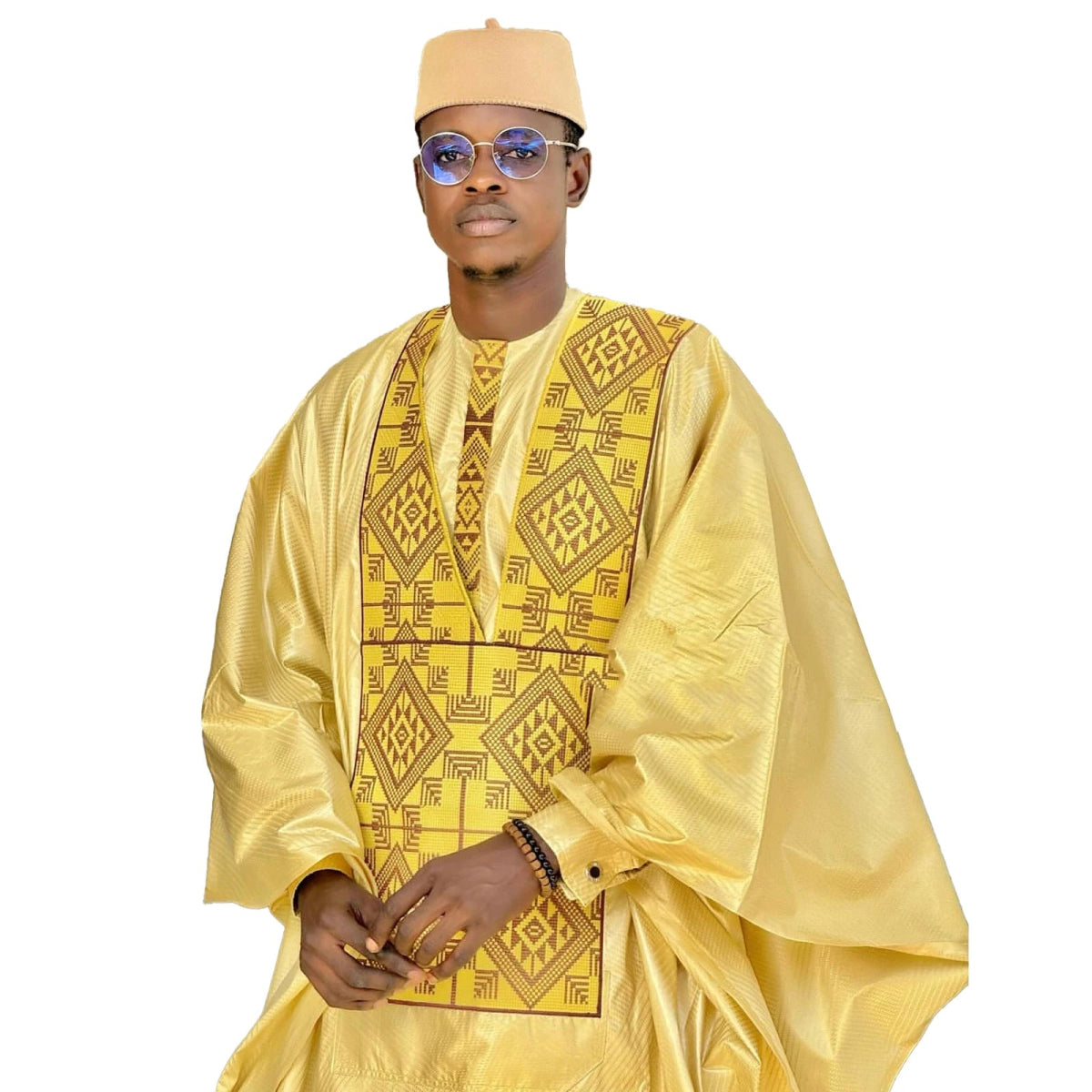 3PC African Clothing for Men: Traditional Bazin Riche Embroidery - Free Delivery Worldwide only at Flexi Africa