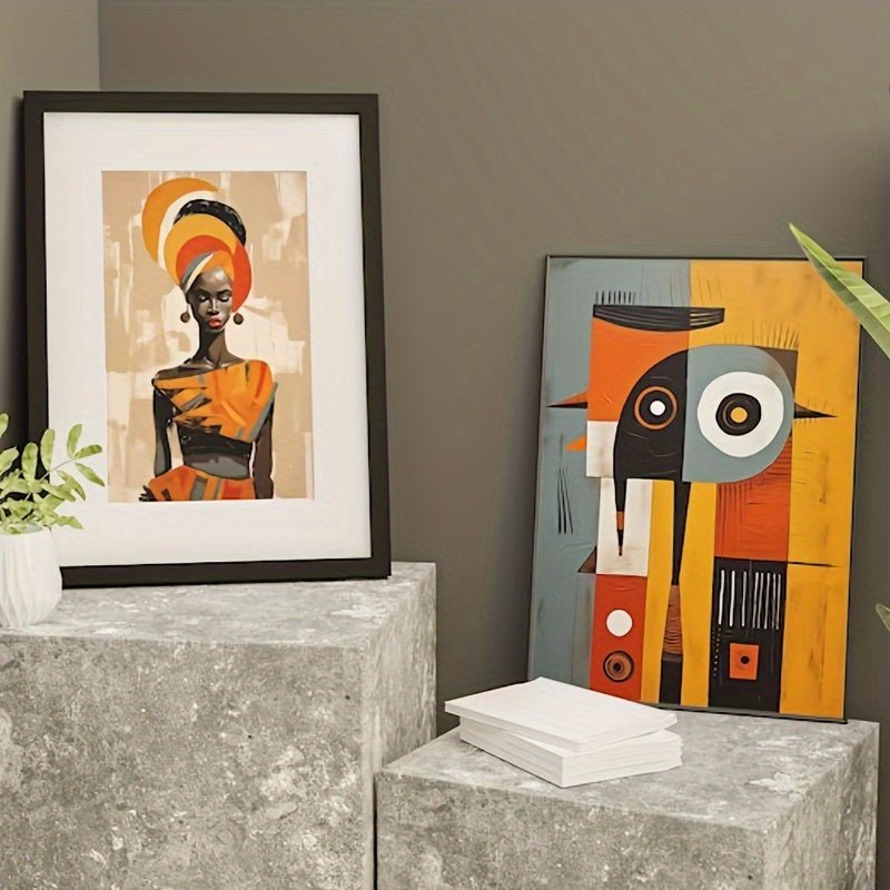 3PCS Abstract African Wall Art Set – Afro Bohemian Black Woman Canvas Prints - Free Delivery Worldwide only at Flexi Africa