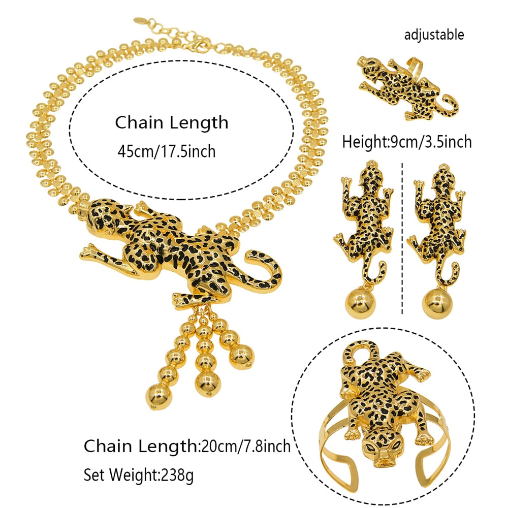 Striking African Inspired Leopard Jewelry Set: Bold Accessories for the Modern Fashionista - Flexi Africa - Flexi Africa offers Free Delivery Worldwide - Vibrant African traditional clothing showcasing bold prints and intricate designs