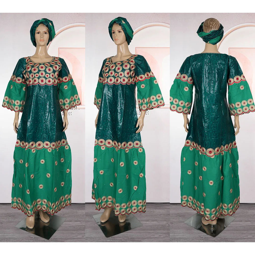 MD African Dresses Women's Clothing Traditional Embroidery Bazin Riche Dashiki Dress Long Dresses 2025 South Africa Lady Clothes