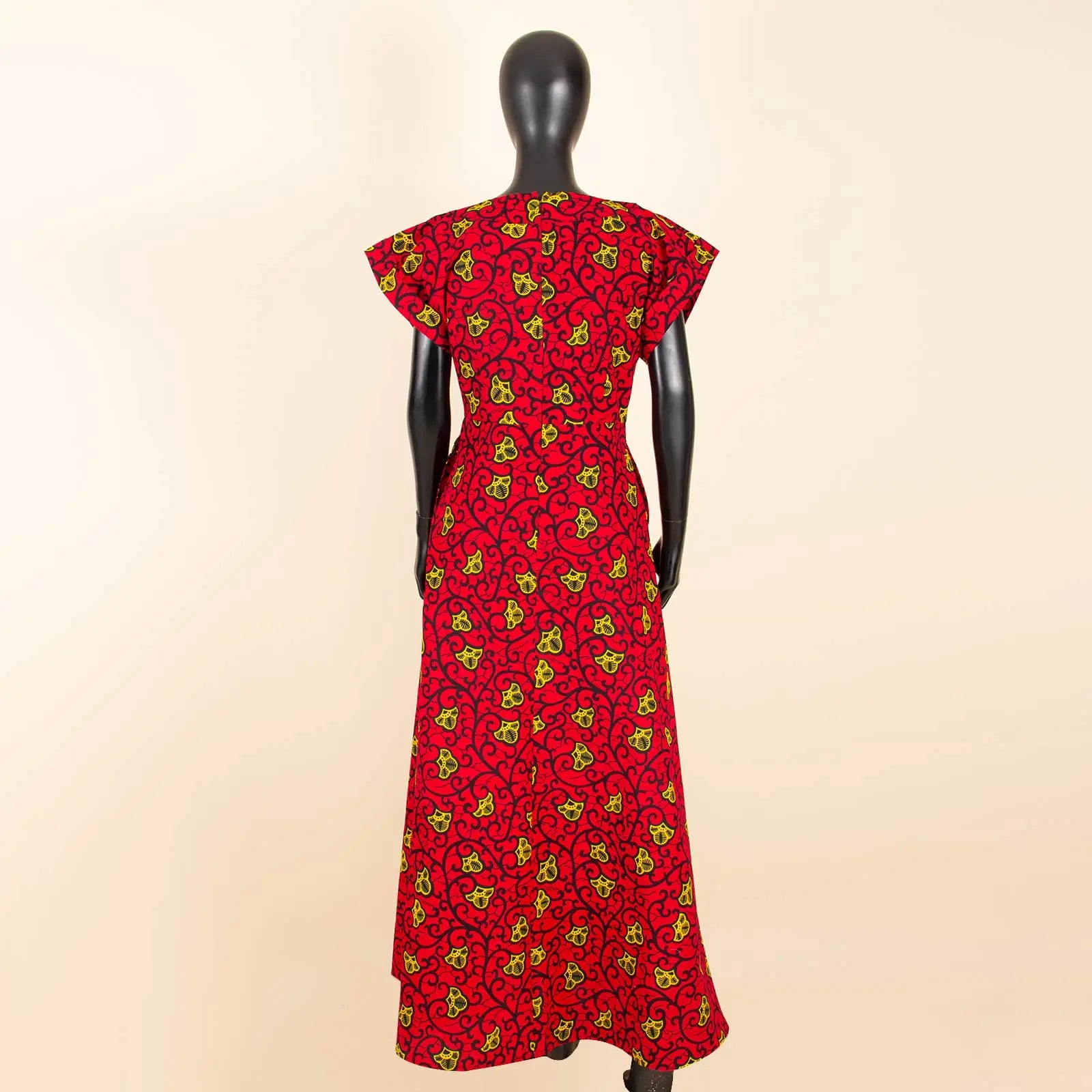 African Women's Long Trench Coat – Short Sleeve Bazin Riche Overcoat