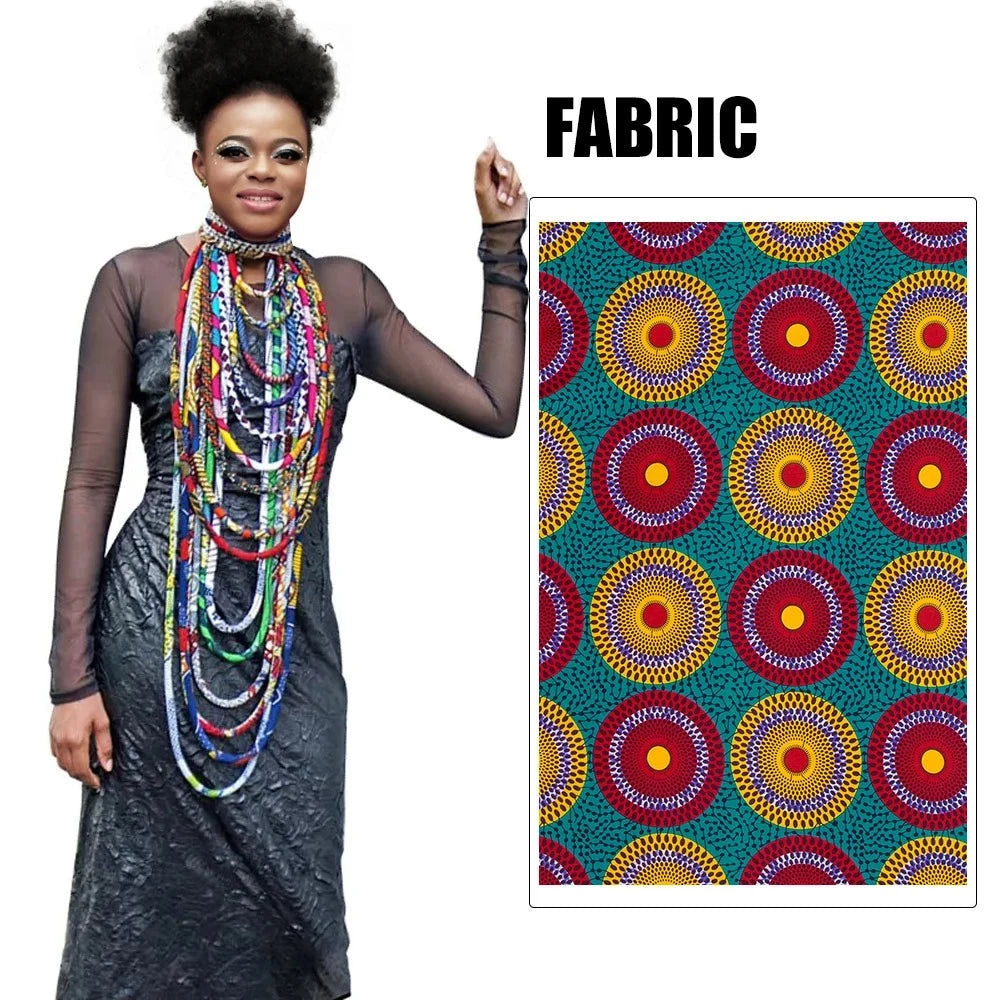 Vibrant Handcrafted African Wax Print Fabric Necklace – A Burst of Color and Tribal Elegance - Flexi Africa - Flexi Africa offers Free Delivery Worldwide - Vibrant African traditional clothing showcasing bold prints and intricate designs