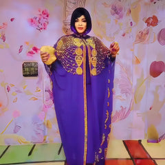 Luxury Bubu 2PC African Dress for Women – Elegant Chiffon Rhinestone Evening Gown