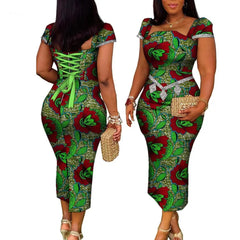 African Wax Print Summer Gown for Women – Elegant Ankara Bandage Dress