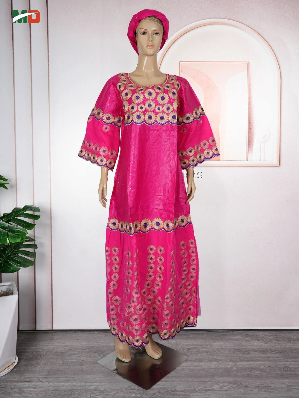 MD African Dresses Women's Clothing Traditional Embroidery Bazin Riche Dashiki Dress Long Dresses 2025 South Africa Lady Clothes