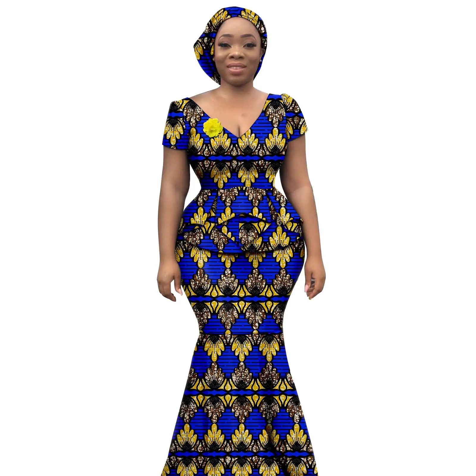 Buy Elegant African Dress – Women’s Printed V-Neck Office, Party & Evening Occasion Dress for only $73.76 at Flexi Africa!