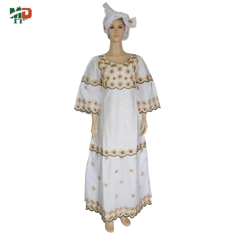 MD African Dresses Women's Clothing Traditional Embroidery Bazin Riche Dashiki Dress Long Dresses 2025 South Africa Lady Clothes