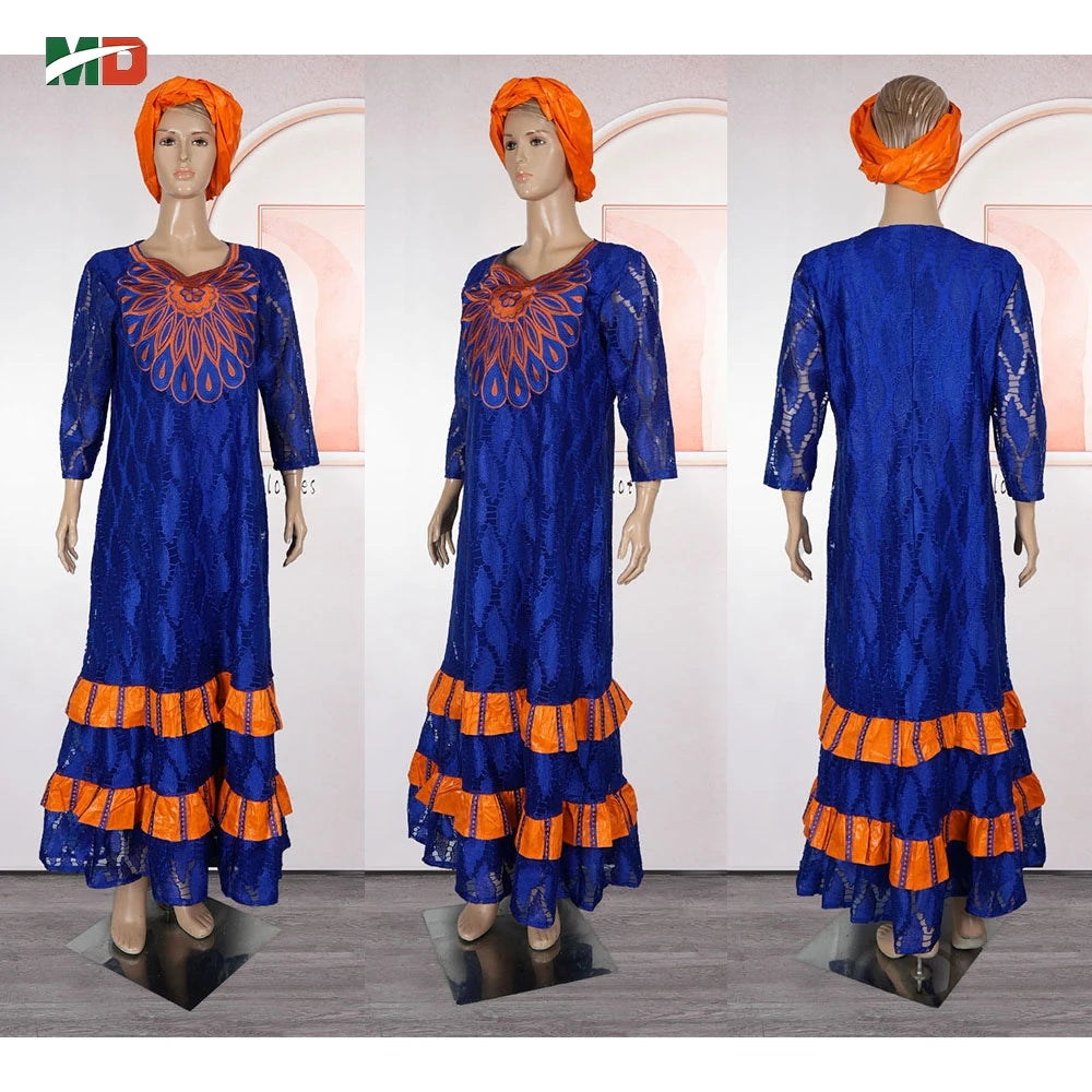 African Clothing for Women – Traditional Plus Size Floral Embroidered Dress
