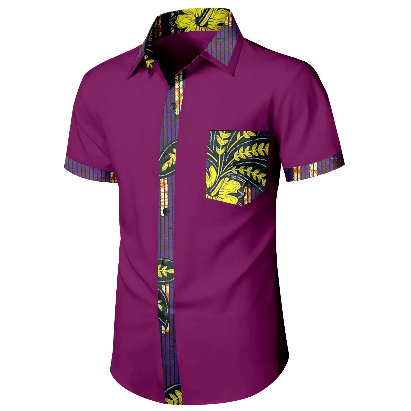 Stylish African Dashiki Tops: Modern Men's Short Sleeve Casual Shirts with Traditional Flair - Flexi Africa - Flexi Africa offers Free Delivery Worldwide - Vibrant African traditional clothing showcasing bold prints and intricate designs