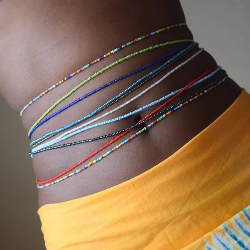 Stretchy African Waist Beads: Belly Beads Chain Plus Size with String and Charms - Flexi Africa - Flexi Africa offers Free Delivery Worldwide - Vibrant African traditional clothing showcasing bold prints and intricate designs