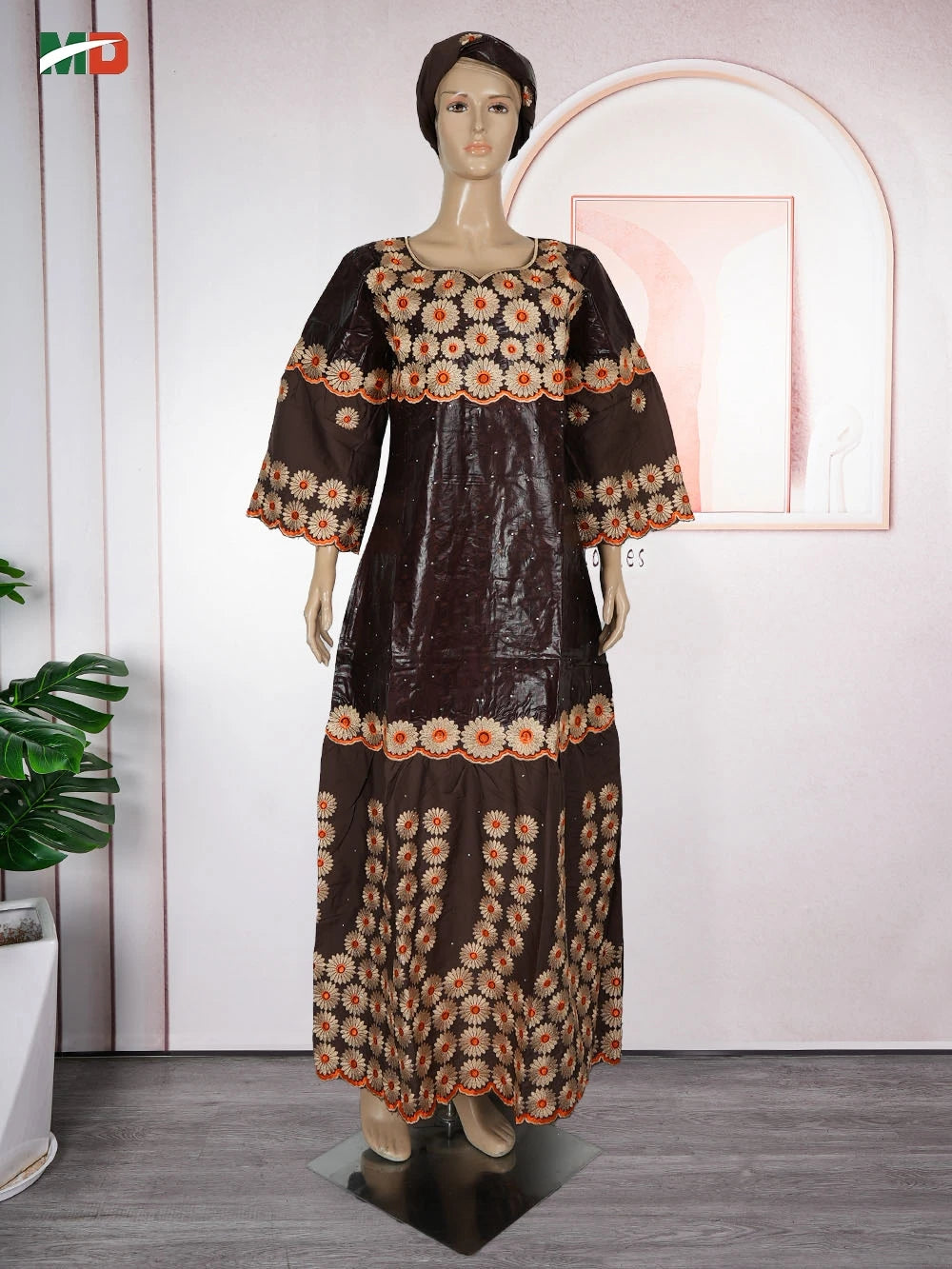 MD African Dresses Women's Clothing Traditional Embroidery Bazin Riche Dashiki Dress Long Dresses 2025 South Africa Lady Clothes