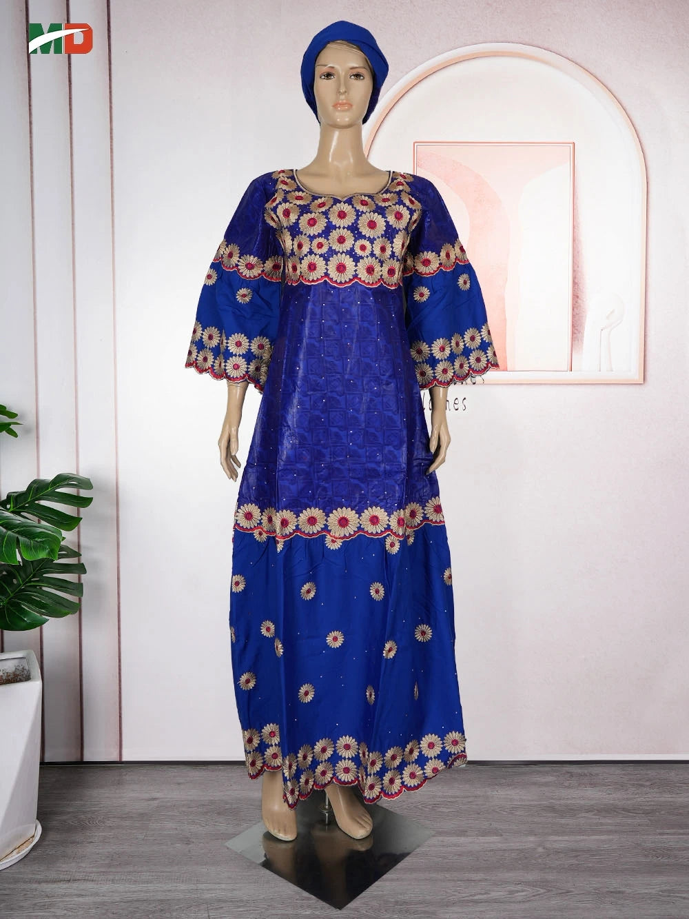 MD African Dresses Women's Clothing Traditional Embroidery Bazin Riche Dashiki Dress Long Dresses 2025 South Africa Lady Clothes