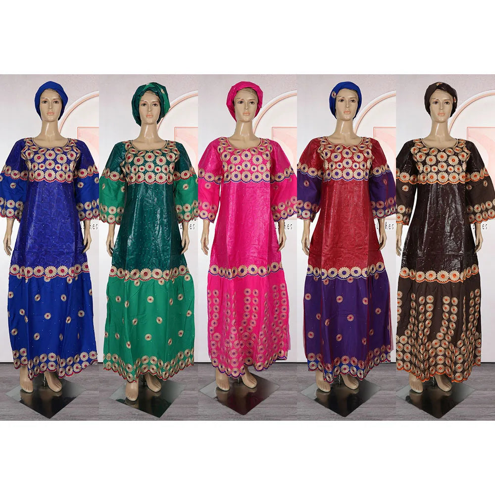 MD African Dresses Women's Clothing Traditional Embroidery Bazin Riche Dashiki Dress Long Dresses 2025 South Africa Lady Clothes