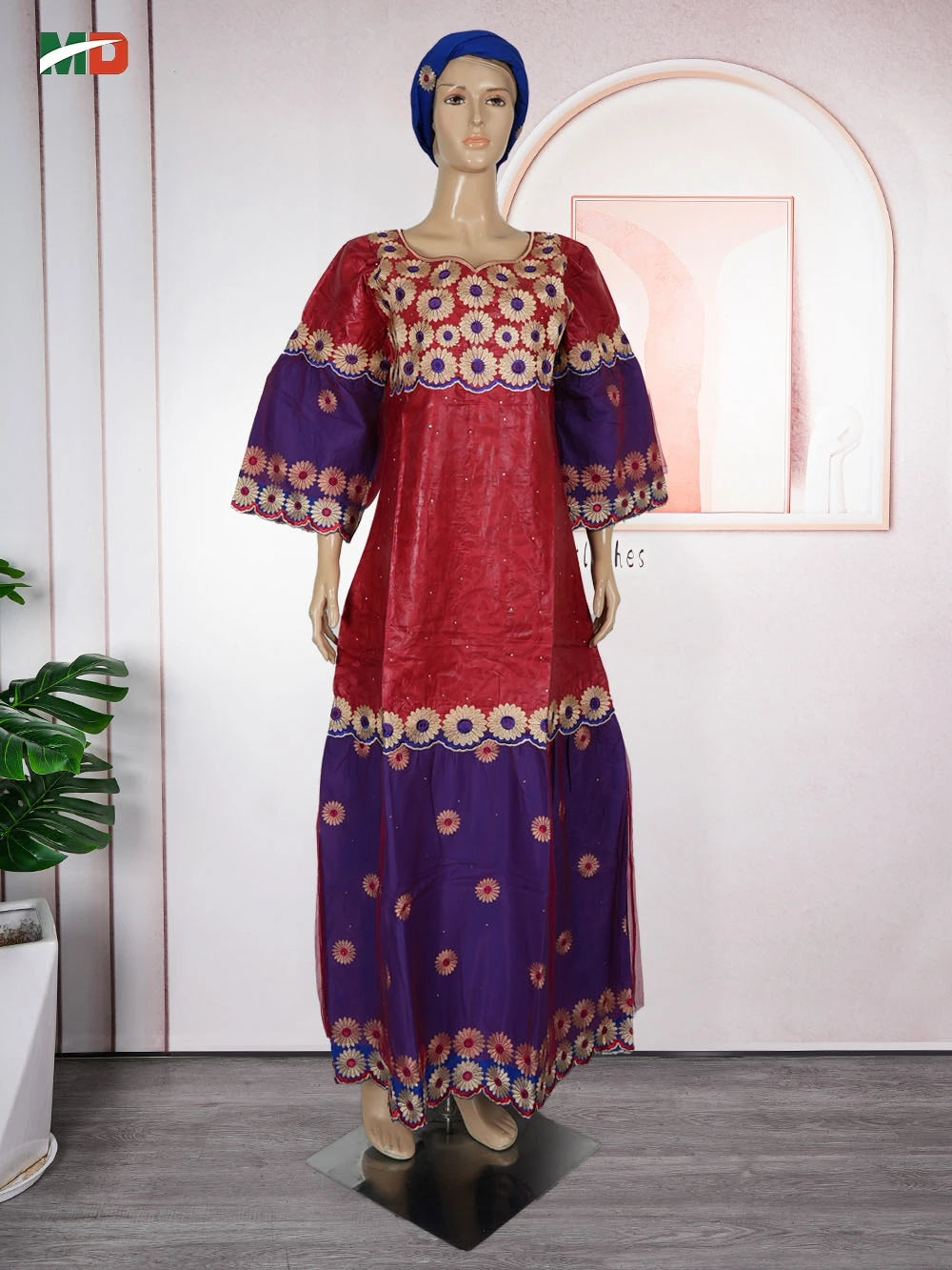MD African Dresses Women's Clothing Traditional Embroidery Bazin Riche Dashiki Dress Long Dresses 2025 South Africa Lady Clothes