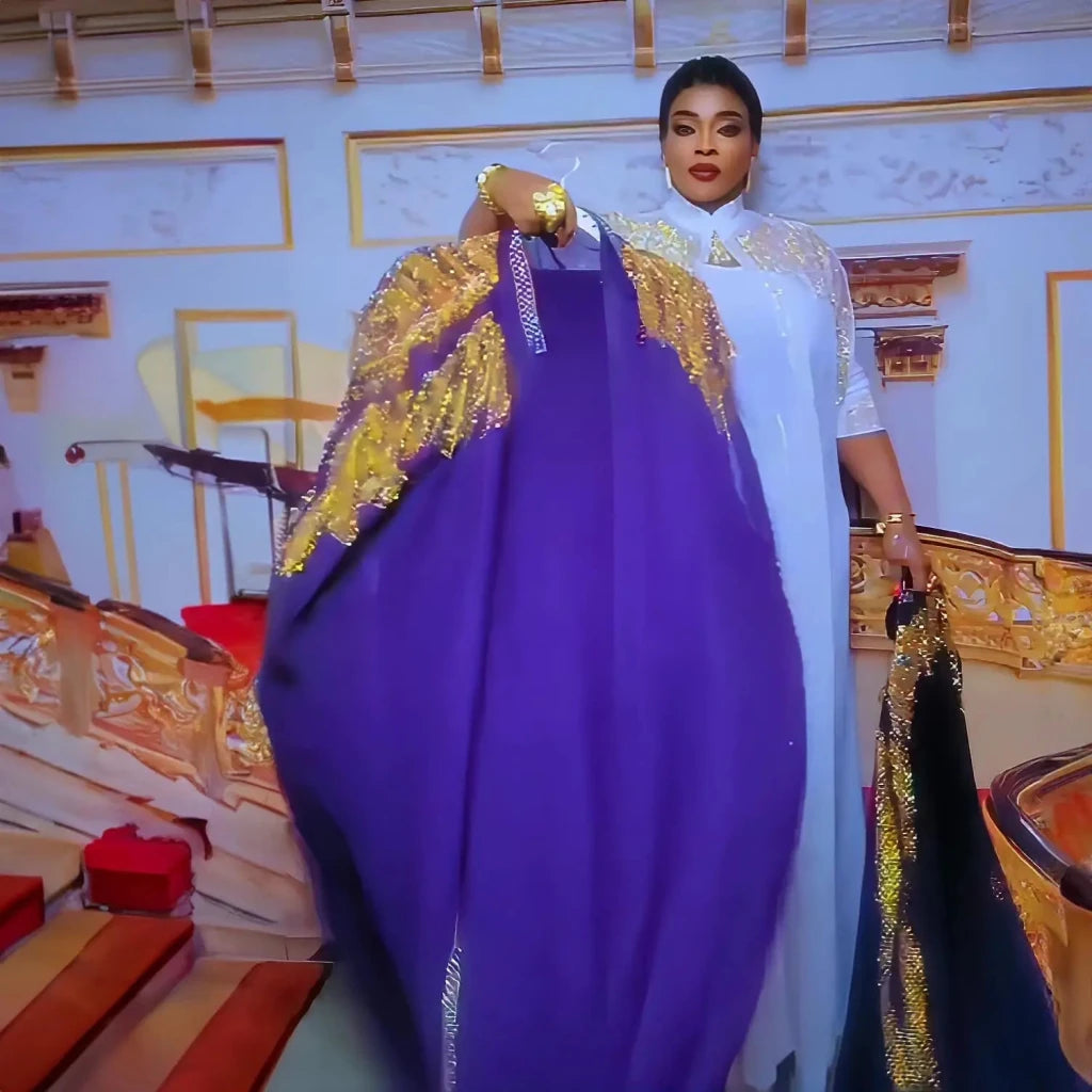 African 2PC Dress for Women – Luxury Rhinestone Elegant Church & Occasion Outfit - Free Delivery Worldwide only at Flexi Africa