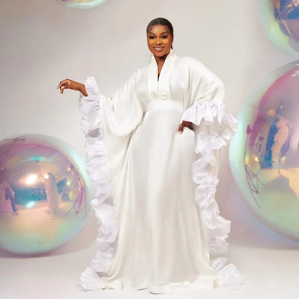 African Ankara Evening Dress for Women – Luxurious Batwing Dashiki Gown - Free Delivery Worldwide only at Flexi Africa