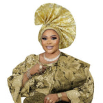 African Auto Gele Headwrap – Bold Fan - Shaped Ready - Made Headtie for Women - Free Delivery Worldwide only at Flexi Africa