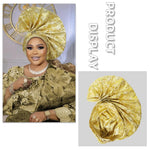 African Auto Gele Headwrap – Bold Fan - Shaped Ready - Made Headtie for Women - Free Delivery Worldwide only at Flexi Africa