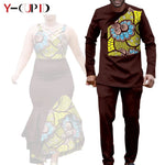 African Clothes for Couple Print Long Dresses for Women Dashiki Men Outfits Shirts and Pants 2 Piece Sets for Wedding A21C005 - Free Delivery Worldwide only at Flexi Africa