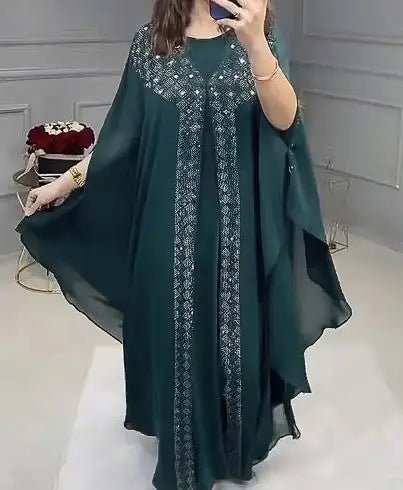 African Clothing for Women – Dashiki Chiffon Long Dress & Robe 2PC Set - Free Delivery Worldwide only at Flexi Africa