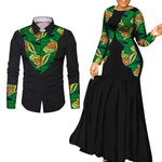 African Couple Matching Outfits – Elegant Lovers’ Traditional Clothing Set, Men’s Shirt & Women’s Long Maxi Dress - Free Delivery Worldwide only at Flexi Africa