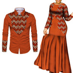 African Couple Matching Outfits – Elegant Lovers’ Traditional Clothing Set, Men’s Shirt & Women’s Long Maxi Dress - Free Delivery Worldwide only at Flexi Africa