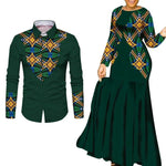 African Couple Matching Outfits – Elegant Lovers’ Traditional Clothing Set, Men’s Shirt & Women’s Long Maxi Dress - Free Delivery Worldwide only at Flexi Africa