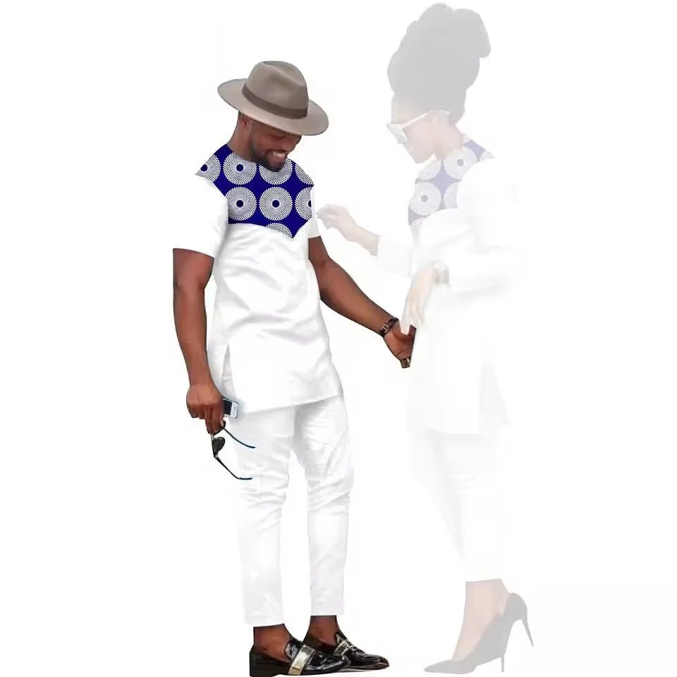 African Couples Matching Clothes – Handmade Bazin Riche Ankara Print for Women and Men - Free Delivery Worldwide only at Flexi Africa