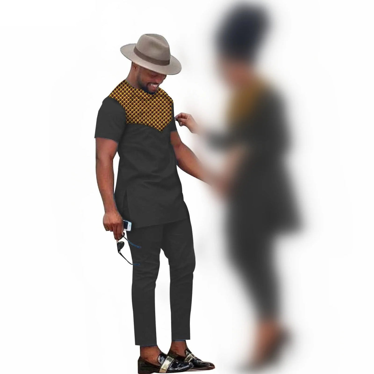 African Couples Matching Clothes – Handmade Bazin Riche Ankara Print for Women and Men - Free Delivery Worldwide only at Flexi Africa