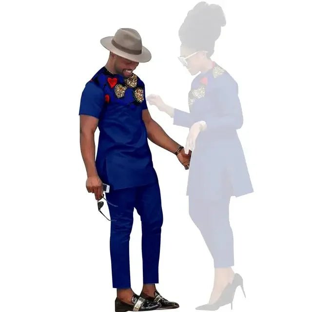 African Couples Matching Clothes – Handmade Bazin Riche Ankara Print for Women and Men - Free Delivery Worldwide only at Flexi Africa