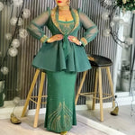 African Dashiki 2PC Set for Women – Diamond Embellished Evening Gown with Matching Coat - Free Delivery Worldwide only at Flexi Africa