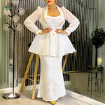 African Dashiki 2PC Set for Women – Diamond Embellished Evening Gown with Matching Coat - Free Delivery Worldwide only at Flexi Africa