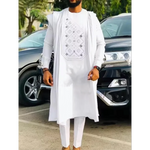 African Dashiki Agbada Set for Men – 3 Piece Traditional Ankara Outfit Shirt, Pants & Robe - Free Delivery Worldwide only at Flexi Africa