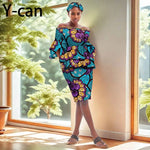 African Dashiki Ankara 2PC Dress & Headband Set – Traditional Women’s Fashion - Free Delivery Worldwide only at Flexi Africa