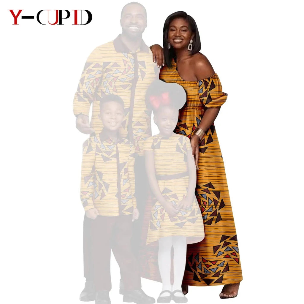 African Dashiki Family Set – Matching Dresses for Women & Girls with Men & Boys Top and Pants - Free Delivery Worldwide only at Flexi Africa