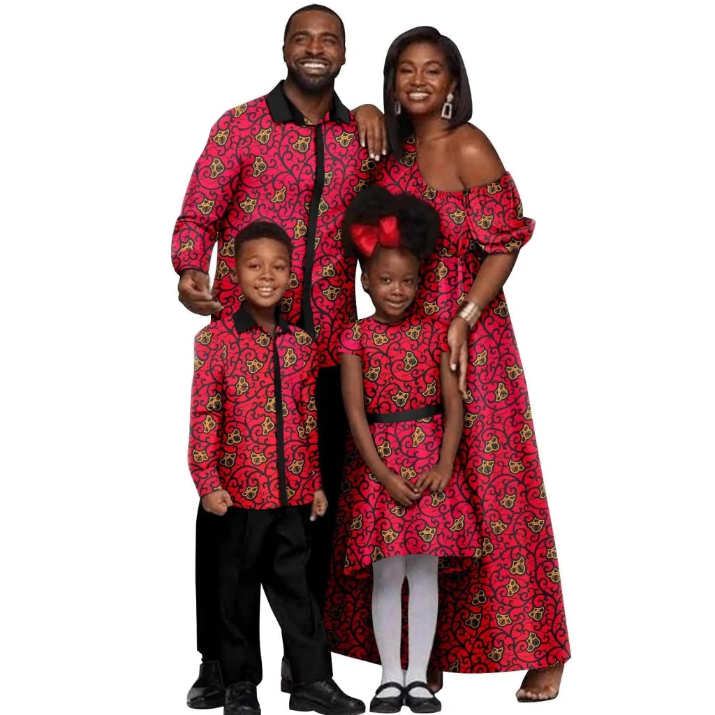 African Dashiki Family Set – Matching Dresses for Women & Girls with Men & Boys Top and Pants - Free Delivery Worldwide only at Flexi Africa