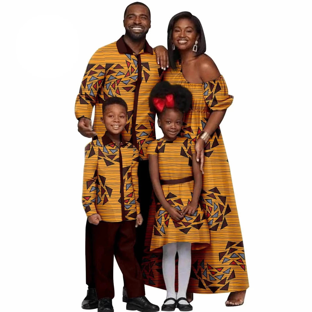 African Dashiki Family Set – Matching Dresses for Women & Girls with Men & Boys Top and Pants - Free Delivery Worldwide only at Flexi Africa