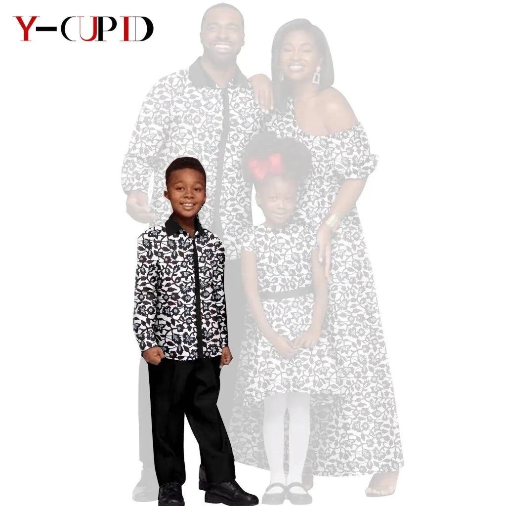African Dashiki Family Set – Matching Dresses for Women & Girls with Men & Boys Top and Pants - Free Delivery Worldwide only at Flexi Africa