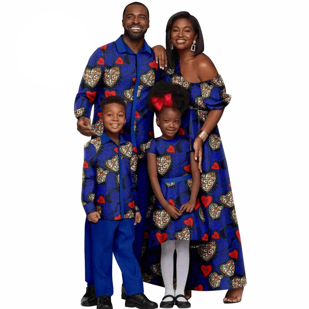 African Dashiki Family Set – Matching Dresses for Women & Girls with Men & Boys Top and Pants - Free Delivery Worldwide only at Flexi Africa