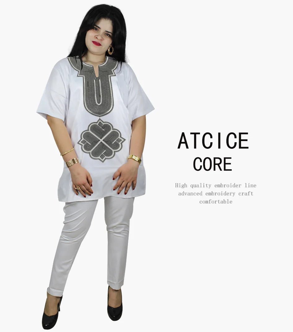 African Dress For Woman Soft Material Emboridery Design Top And Pants - Free Delivery Worldwide only at Flexi Africa