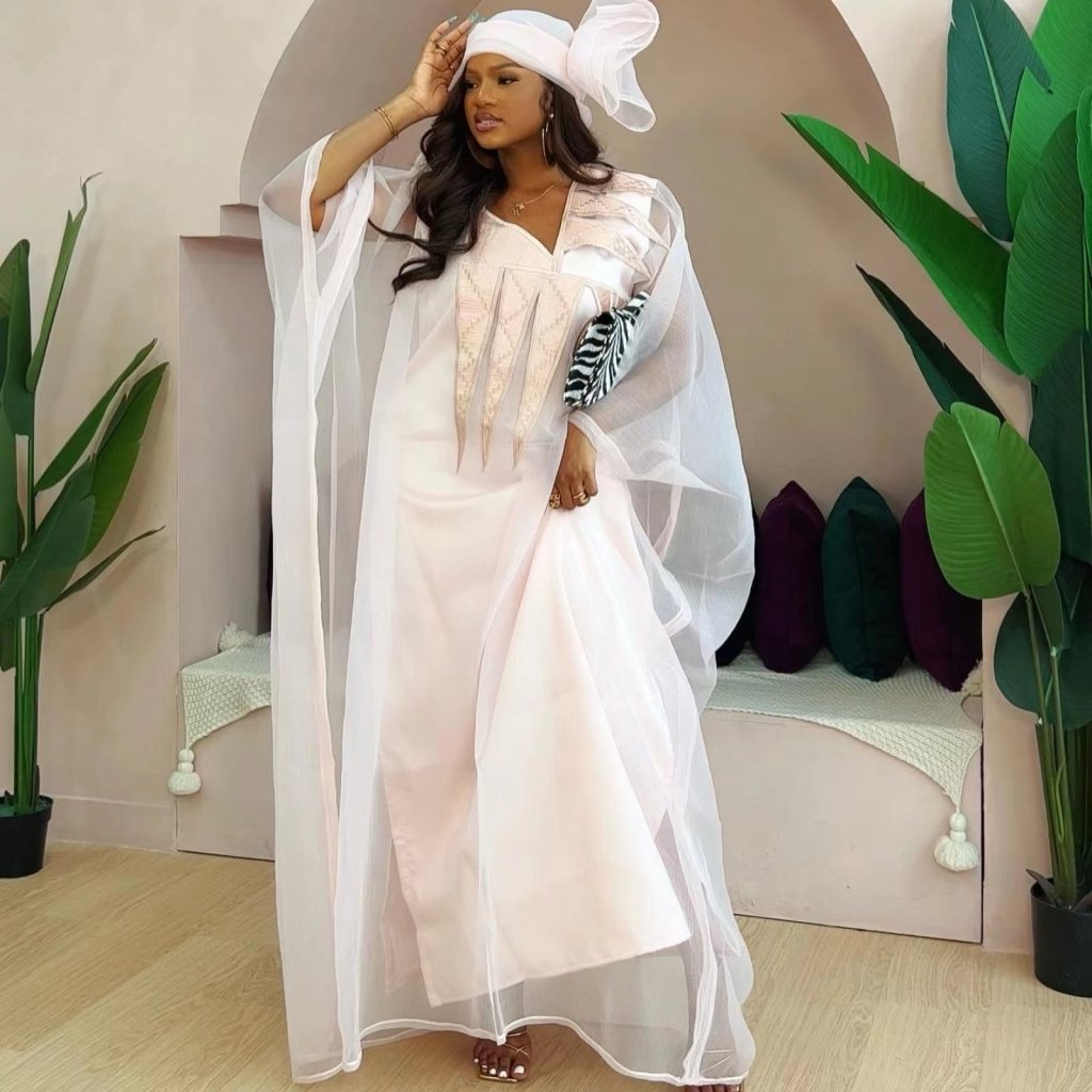 Buy African Dress for Women with Embroidery – Plus Size Floor-Length Maxi Dress for only $41.60 at Flexi Africa!