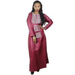 African Dresses For Woman Bazin Riche Emboridery Plus Size Long Dress - Free Delivery Worldwide only at Flexi Africa