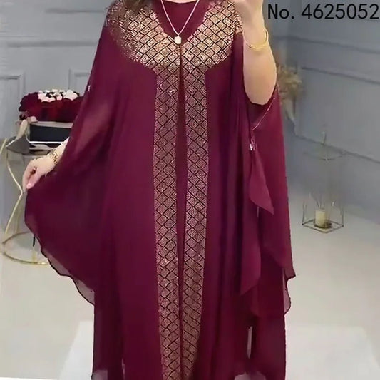 African Dresses for Women: Chiffon Boubou Ankara Dashiki 2PC Set - Kaftan Abaya Robe - Free Delivery Worldwide only at Flexi Africa